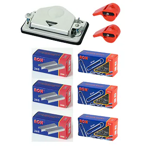 Akční set Mikov - děrovač, spojovače, spony