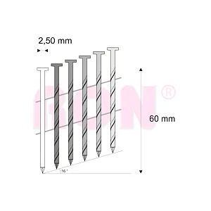 Hřebíky FAC kroucené svitek, drát 16° 2,50 x 60 mm - 9 000 ks