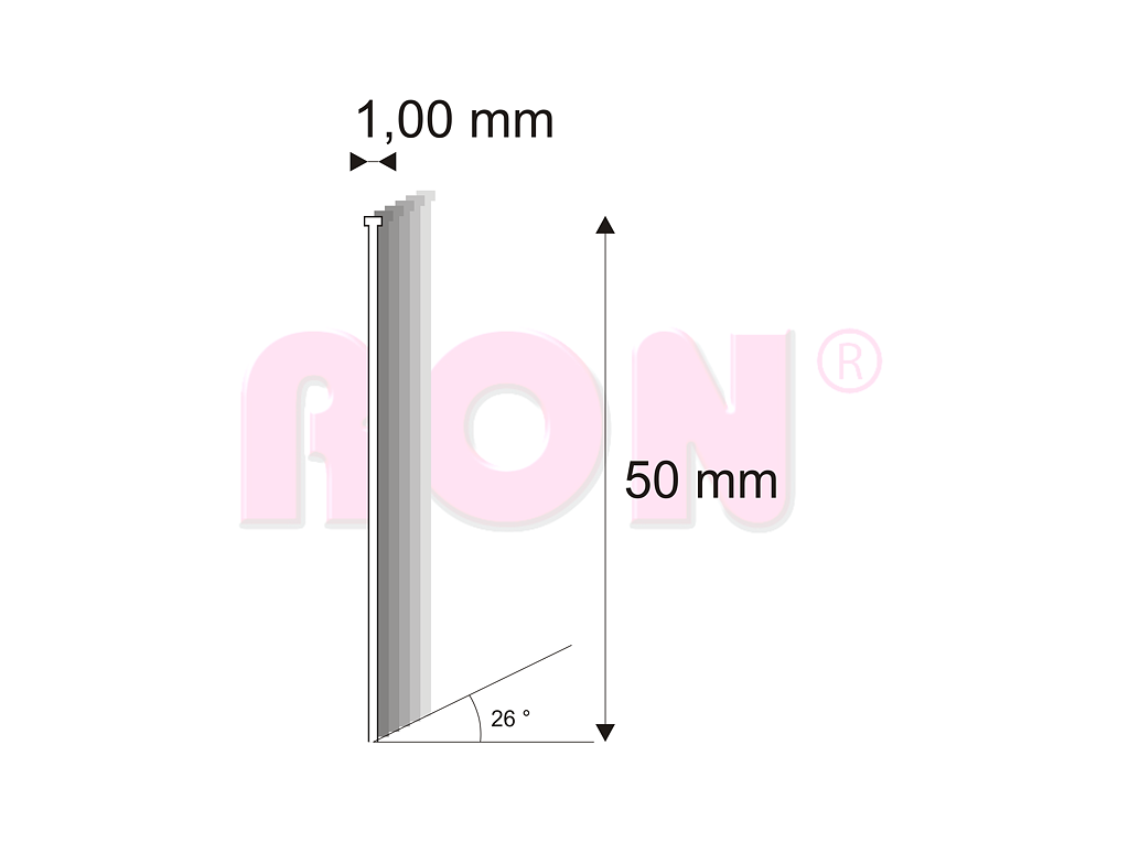 Truhlářské Brady šikmé 26° Narex 500/50 - 1 x 50 mm - 5 000 ks