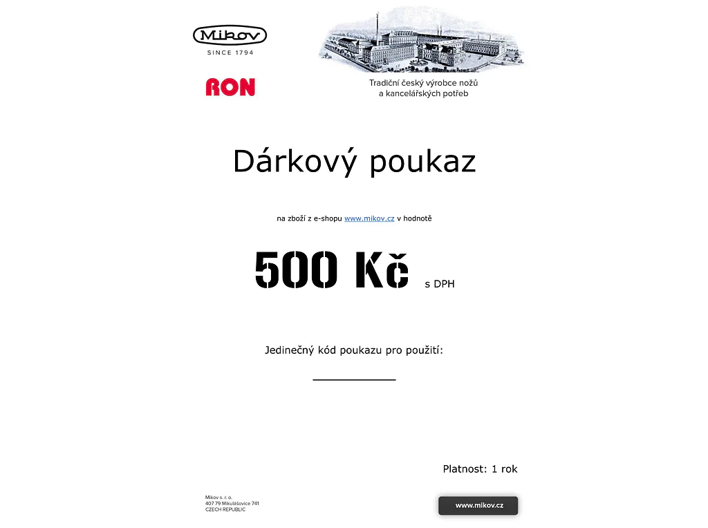 Dárkový poukaz - 500 Kč