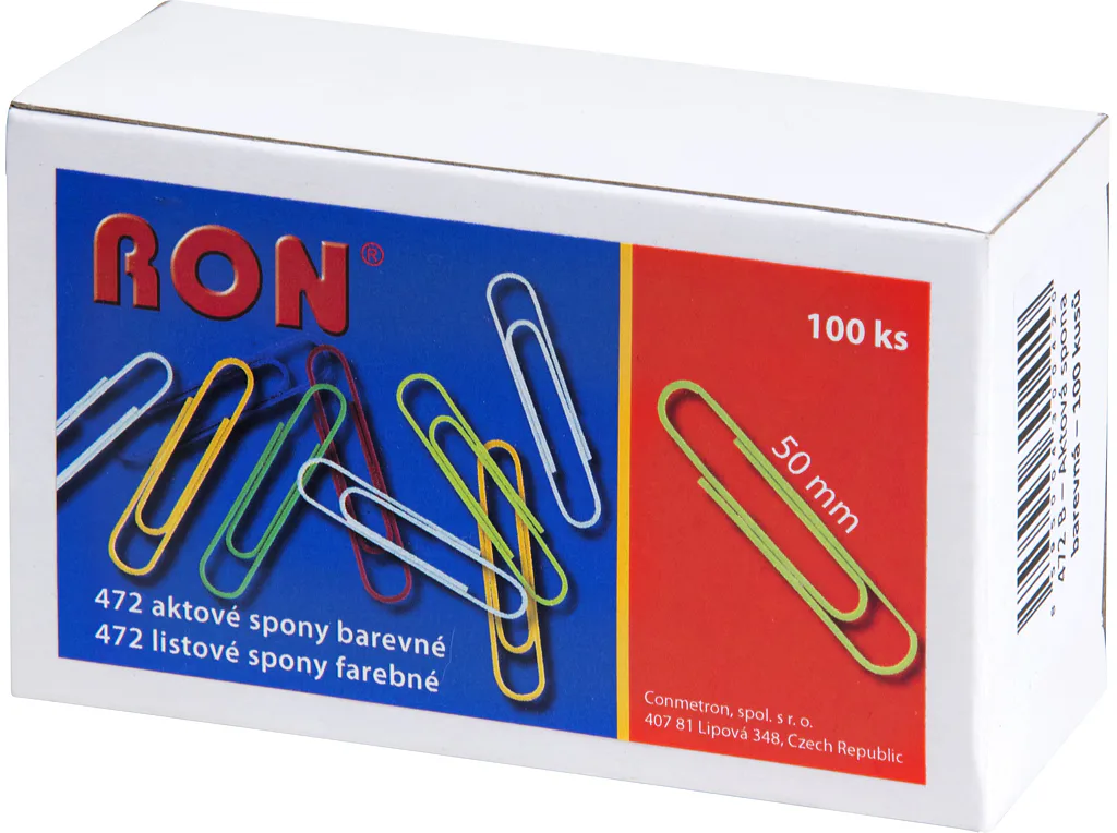 Dopisové spony Mikov 472 - aktové barevný mix vlnité 50 mm - 100 ks