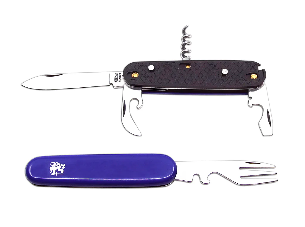 Kapesní zavírací nůž PIKNIK 6dílný s vidličkou, vývrtkou a otvírákem na láhve a konzervy - rozkládac