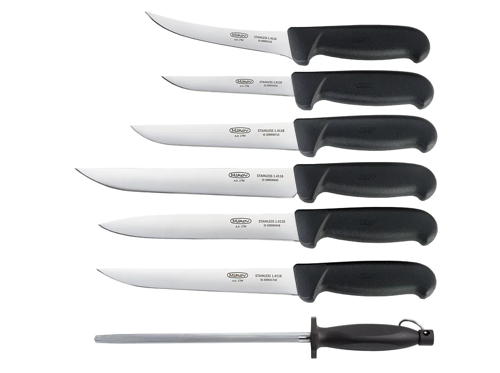 AKČNÍ SET ŘEZNÍK VELKÝ - 6 řeznických nožů s ocílkou